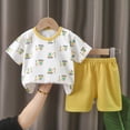 thumbnail image 2 of HCNTES Toddler Boy Clothes Little Baby Boys Outfits 2PCS Summer Short Sleeve With Pants Clothing Set(Light Yellow,3-4 Years), 2 of 5