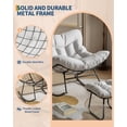 thumbnail image 5 of Outdoor Oversized Lounge Chair with Footrest, Papasan Rocking Chair with Ottoman and Sturdy Metal Frame, Patio Rattan Egg Rocker for Balcony Backyard Porch Bedroom, White, 5 of 8