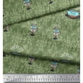 thumbnail image 2 of Soimoi Green Rayon Fabric Caramel & Americano Coffee Beverages Print Sewing Fabric Yard 42 Inch Wide, 2 of 3