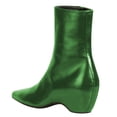 thumbnail image 4 of FSJ Women Pointed Toe Wedge Ankle Boots Sleek Leather Mid Heel Side Zipper Minimalist Booties Comfort Shoes Size 10.5 Green, 4 of 4