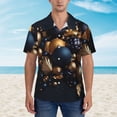 thumbnail image 2 of Fotbe Elegant Golden Blue Ornaments Camisa Hawaiana para Hombre Unisex – Camisa Casual de Verano con Botones de Manga Corta de Algodón y Lino,X-Large, 2 of 7