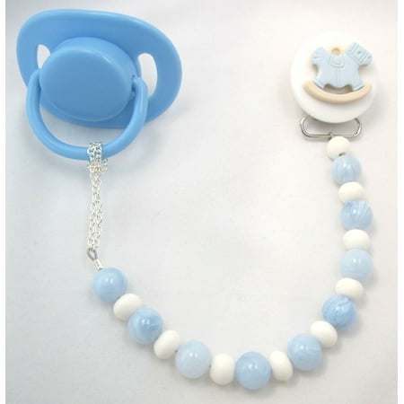 Rocking Horse Pacifier Clip with Wooden Beads