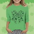 thumbnail image 2 of LUOGENLI T-Shirt pour Filles T-Shirt Graphique pour Filles Journée de la Saint-Patrick à la Mode Polyvalent Col Rond Manches 3/4 T-Shirt Décontracté Ensemble Maxi Hauts 2 Pcs Vacances Vert 4-5 Ans, 2 of 4