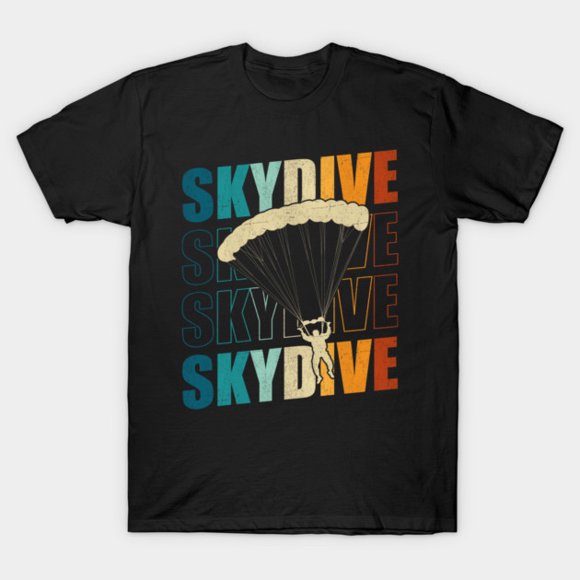 Retro Vintage Skydiving Skydive Extreme Sports Parachuting T-Shirt, S-5XL