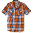thumbnail image 1 of Aeropostale - Camisa con botones para hombre, diseño de bulldog a cuadros, naranja, extragrande, 1 of 1