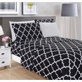 thumbnail image 4 of Elegant Comfort Luxury Soft Bed Sheets Quatrefoil Pattern 1500 Thread Count Percale Egyptian Quality Softness Wrinkle and Fade Resistant (4-Piece) Bedding Set, Twin/Twin XL, Black, 4 of 15