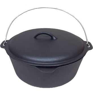 Cuisiland 20QT Cast Iron Dutch Oven With Bail Handle - Pre-Seasoned Campfire Pot For Outdoor Cooking & Baking