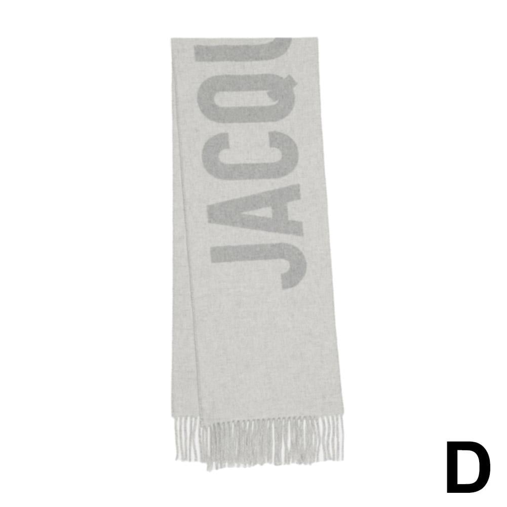 Letter Jacquard Fringe Scarf - Polyester, 180*35cm/70.86*13.77\
