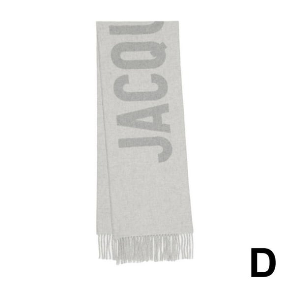 Letter Jacquard Fringe Scarf - Polyester, 180*35cm/70.86*13.77\
