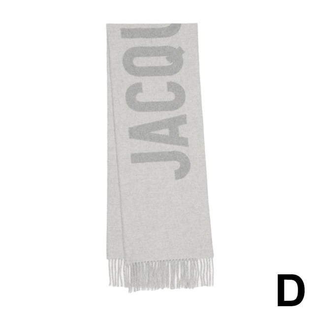 Letter Jacquard Fringe Scarf - Polyester, 180*35cm/70.86*13.77\