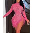 thumbnail image 5 of Rhinestone Sheer Mesh Feather Party Dress, 5 of 6