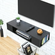 FITUEYES Modern Wall Mounted Floating Television Stand Media Console, Black, Cable Management, 39.4 in Length