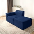thumbnail image 2 of Modern Left Chaise Lounge Chair, Blue Boneless Corduroy Couch with Left Ottoman for Small Spaces, Compact Apartments, or Living Rooms, No Assembly Required, 2 of 9