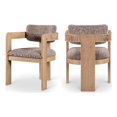 thumbnail image 1 of Pemberly Row Brown Linen Textured Fabric Dining Chair (Set of 2), 1 of 11
