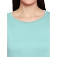 thumbnail image 5 of eloria Women's T-Shirt Round Neck Solid Color Plain Full Sleeve T-Shirt Color: Sky Blue | Size: M, 5 of 7