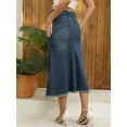 thumbnail image 4 of Unique Bargains Women's Long Denim Skirts Split A-Line Fishtail Jean Skirt S Grey Blue, 4 of 7