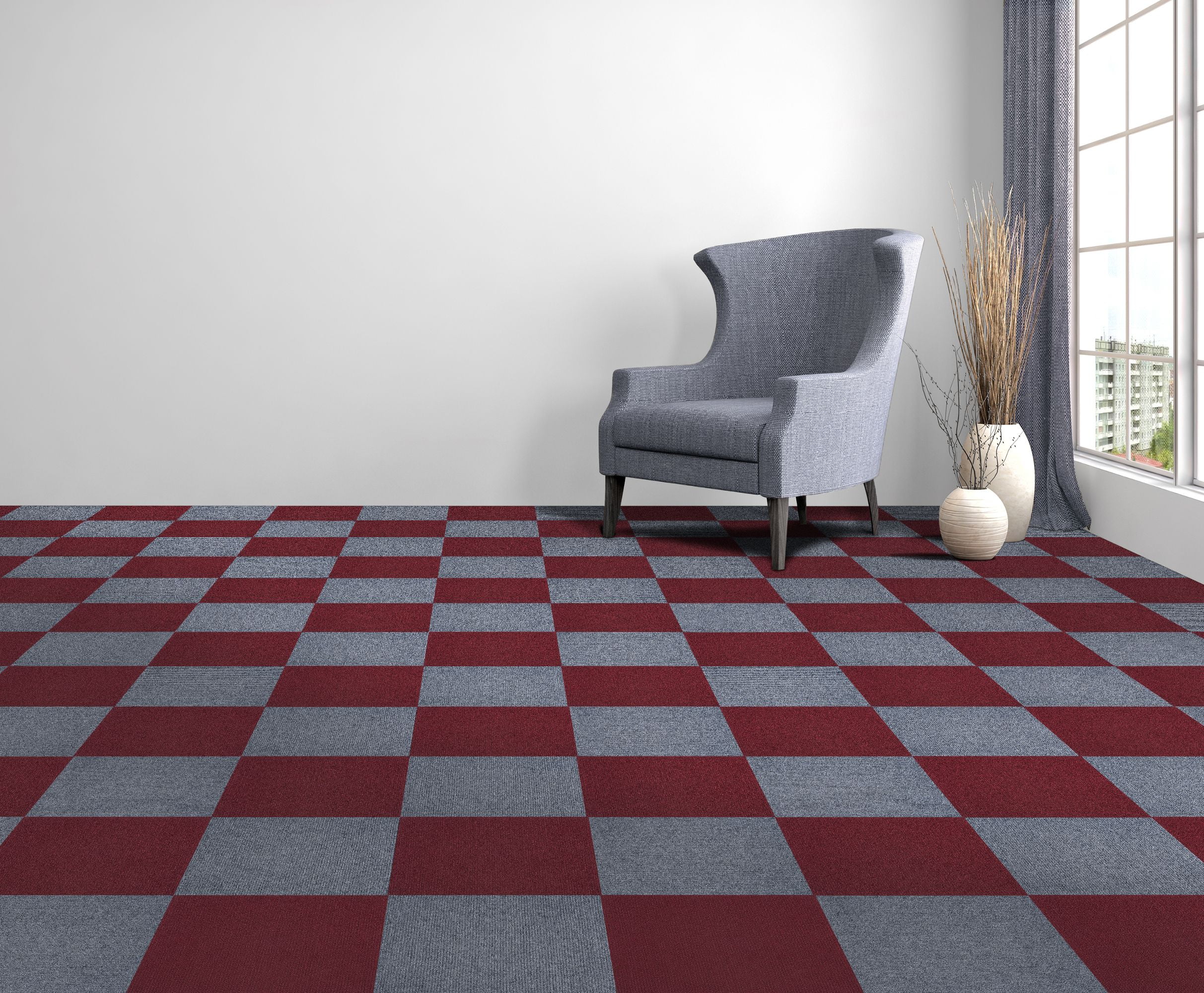 Achim Nexus Self Adhesive Polyester Carpet Tile - 12 Tiles/12 Sq. ft., 12 x 12, Burgundy