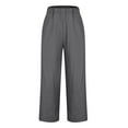thumbnail image 4 of QATAINLAV Linen Pants for Women Casual High Waisted Straight Leg Cropped Trousers Solid Color Comfy Soft Lounge Capri Pants with Pockets Beach Vacation Clothes Dark Gray XL Today Sales, 4 of 8