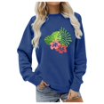 thumbnail image 1 of WEAIXIMIUNG Sweatshirts Zippés pour Femmes, Imprimé Floral Décontracté, Col Rond, Manches Longues, Coupe Ample, 1 of 3