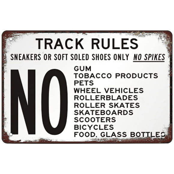 Retro Funny Metal Sign Sheet Signs Tin Sign,Track Rules 8 x 12 Inches