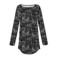 thumbnail image 5 of Jewelreauty Womens Round Neck Long Sleeve Shirts Casual Print Pullover Loose Tops Plus Size Tunic T-Shirts (M, Black-B), 5 of 6