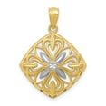 thumbnail image 1 of 14k w/Rhodium Diamond-cut Polished Fancy Square Charm in 14k Yellow Gold w/ Rhodium Plating, 1 of 3