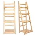 thumbnail image 3 of VIFERR Ladder Shelf, 4-Tier Stable Bookshelf Wooden Flower Plant Display Stands Foldable Corner Storage Racks for Garden Balcony Kitchen Living Room(Burlywood), 3 of 7
