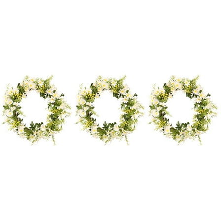 Set of 3 Hanging Garland White Daisy Summer Wreath Wreaths for Front Door Spring