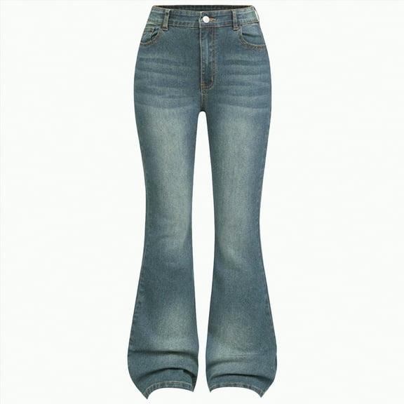 TOWED22 Kids Girls Jeans Washed Elastic Waist Baggy Wide Leg Jeans(Light Blue,7-8 Y)