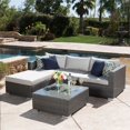 thumbnail image 2 of Noble House Santa Rosa 5 Piece Outdoor Wicker Sectional Sofa Set in Gray, 2 of 29