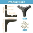 thumbnail image 2 of 4 Inch Metal Furniture Legs, 4 Pcs Triangle Furniture Replacement Feet, Brown, 2 of 7