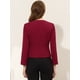 thumbnail image 3 of Abrigo corto Allegra K para mujer sin cuello con cremallera traje chaqueta Borgoña L, 3 of 4