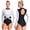 White, variant on Gymnastics Leotards for Women Sparkly Ballet Dance Long Sleeve Jumpsuit White S