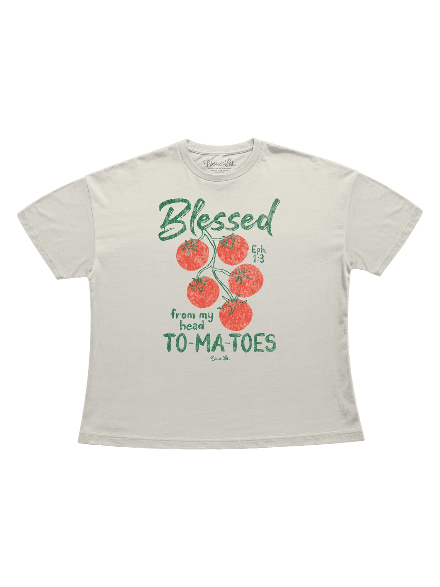 Blessed Girl Womens Short Sleeve T-Shirt To-ma-toes, Linen, 2X