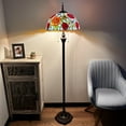 thumbnail image 2 of Tiffany Floor Lamp Blue Red Orange Stained Glass Rose Flowers For Living Room Bedroom 16"W*16"D*64"H, 2 of 7