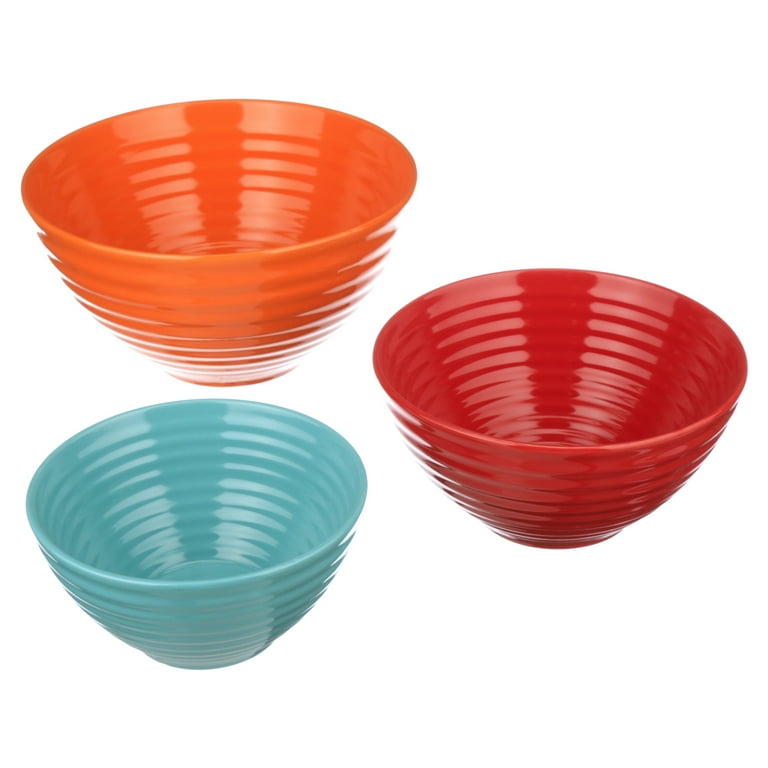 Ribbed Ceramic Mixing Bowls, Set of 3