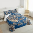thumbnail image 3 of Homewish Blue Paisley Print Bedding Comforter Set for Adult, Vintage Damask Flower Twin Comforter Sets, Southwestern Theme Reversible Bedding Set, Microfiber Bedroom Decor, 2-Piece, 3 of 8