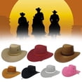 thumbnail image 2 of Chapeau de Cowboy Trilby Style Cowboy à Large Bord Réglable Accessoire de Costume Jazz pour Équitation, 2 of 6