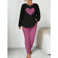 thumbnail image 4 of Plus Size Heart Fitted Long Sleeve And Long Pants Loungewear Set, 4 of 6