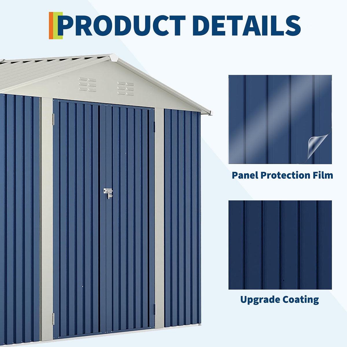 Soonbuy 10x10 FT Outdoor Storage Shed, Large Metal Garden Shed with Lockable Door & Peak Roof, 540 Cu Ft Capacity, All-Weather Galvanized Steel Tool Shed for Backyard, Patio, Lawn (ship in 3 boxes)