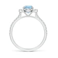 thumbnail image 2 of ANGARA Natural Floating Aquamarine Halo Ring with Diamond Accents in 14K White Gold for Women (Size-6mm) | March Birthstone, Birthday, Anniversary, Jewelry Gift for Women | Natural Aquamarine Ring, 2 of 8