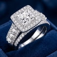 thumbnail image 4 of SFTING Wedding Rings for Women Halo Princess Cut Engagement Rings Enternity 5A CZ Silver Plated Jewelry Promise Rings for Her Size 7, 4 of 8