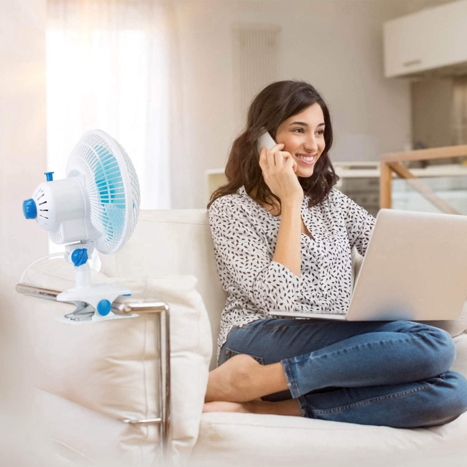 3-in-1 Clip On Fan, Quiet Small Desk Fan with 2 Speeds & Auto Oscillation, Clamp Fan for Office Bedroom Stroller, Safe for Baby