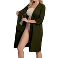 thumbnail image 3 of UDAUDU Womens Post Surgery Mastectomy Robe with Internal Drain Pockets Comfortable 3/4 Sleeve Night Gowns Pajama Dress Shirts Army Green L, 3 of 9