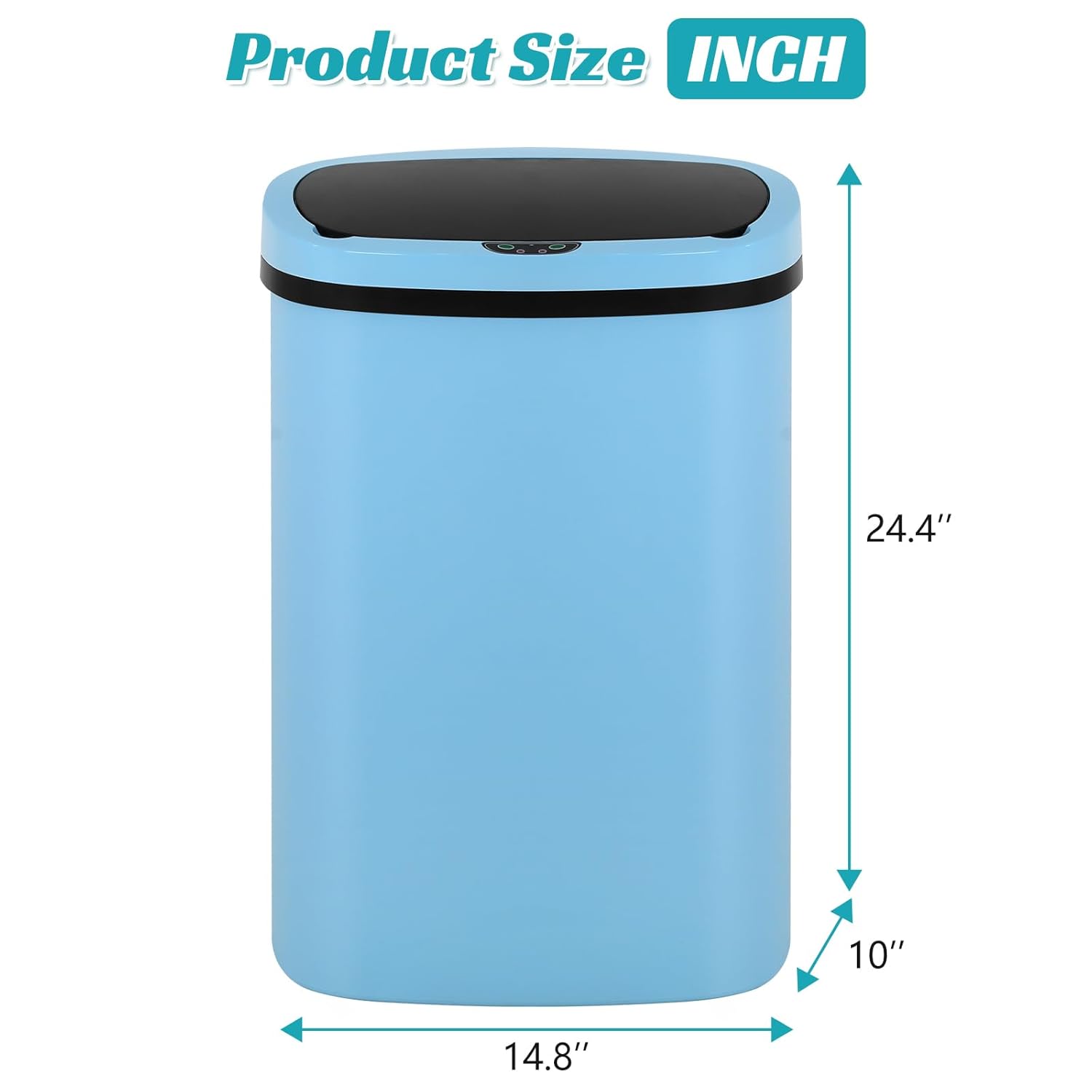 Dkelincs 13 Gallon Automatic Trash Can with Motion Sensor 49L Touchless Kitchen Garbage Can with Removable Lid, Waterproof for Home Bathroom, Blue