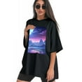 thumbnail image 3 of Plus Size Shirt for Women Black Tops for Women Oversized Short Sleeves Shirt for Women Sky In The Crystal 1 T Shirt Crewneck Shirt for Women L, 3 of 5