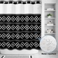 thumbnail image 2 of No Hook Shower Curtain, Black Boho Shower Curtains for Bathroom with See Through Top Window, Vintage Ethnic Tribe Abstract Art Geometric Waterproof & Washable Bath Curtain Long 72"x78", 2 of 9