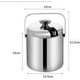thumbnail image 4 of Zhuge Contenedor de cubitos de hielo de acero inoxidable de doble pared de 1,3 l con tapa de pinzas y una pequeña pala de metal para hielo, 4 of 5
