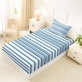 thumbnail image 5 of Castle Fairy Mid Century Horizontal Stripe Twin Sheets 3pcs,Vintage Thin Line Bedding,Navy Blue White,1 Flat Sheet, 1 Fitted Sheet and 1 Pillowcase, 5 of 7