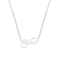 Personalized Planet Women's Infinity Script Name Plaque CZ Chain Necklace
